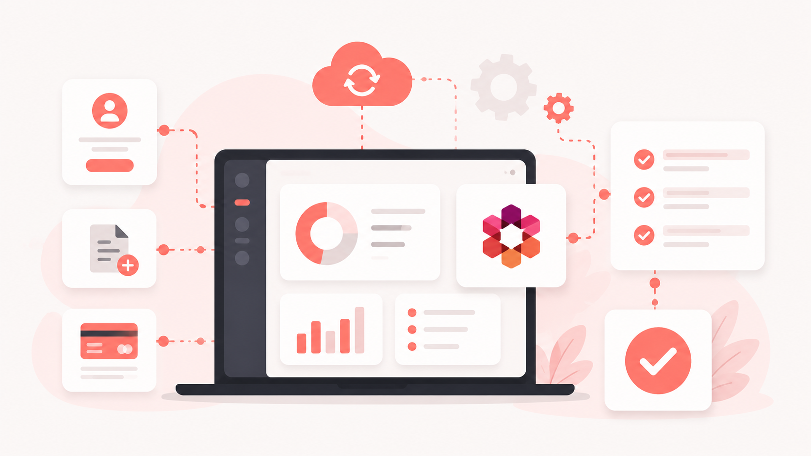 PowerOffice auto-fakturering — dashbord med kundedata og automatisk synkronisering via skyen