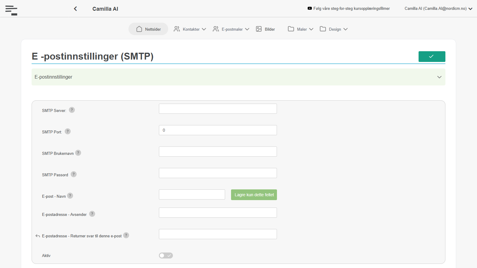 Her finner du «E-postinnstillinger (SMTP)»